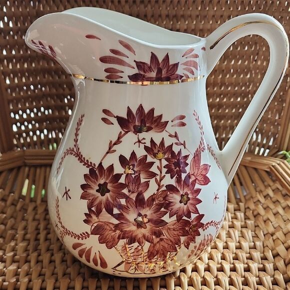 Floral Pitcher Gold Tone Accent - Picture 1 of 8